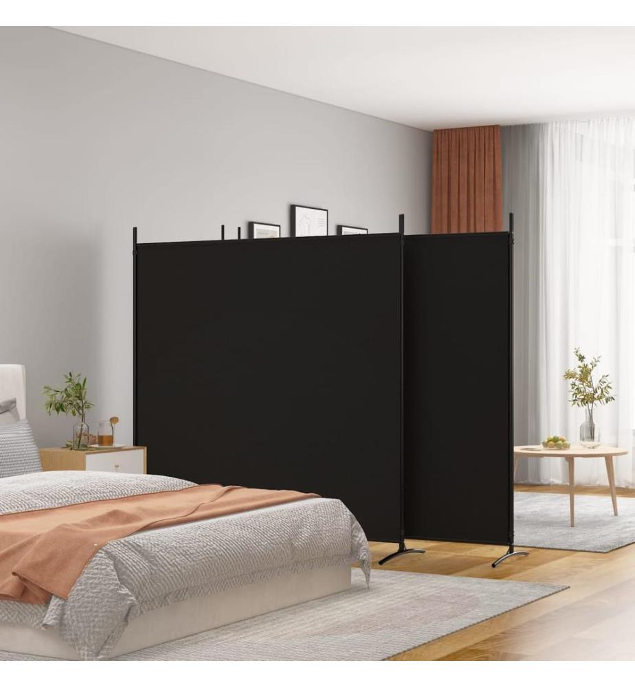 4-tlg. Paravent Schwarz 698x180 cm Stoff