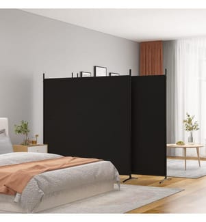 4-tlg. Paravent Schwarz 698x180 cm Stoff
