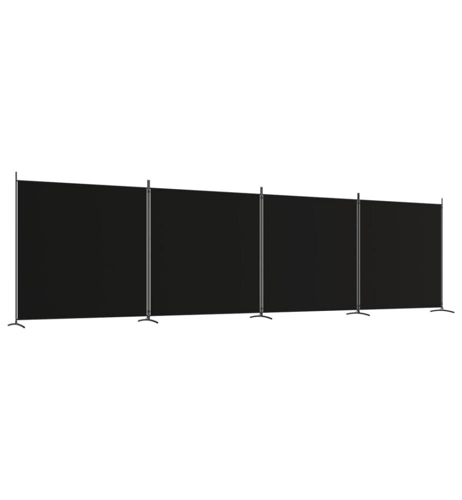 4-tlg. Paravent Schwarz 698x180 cm Stoff