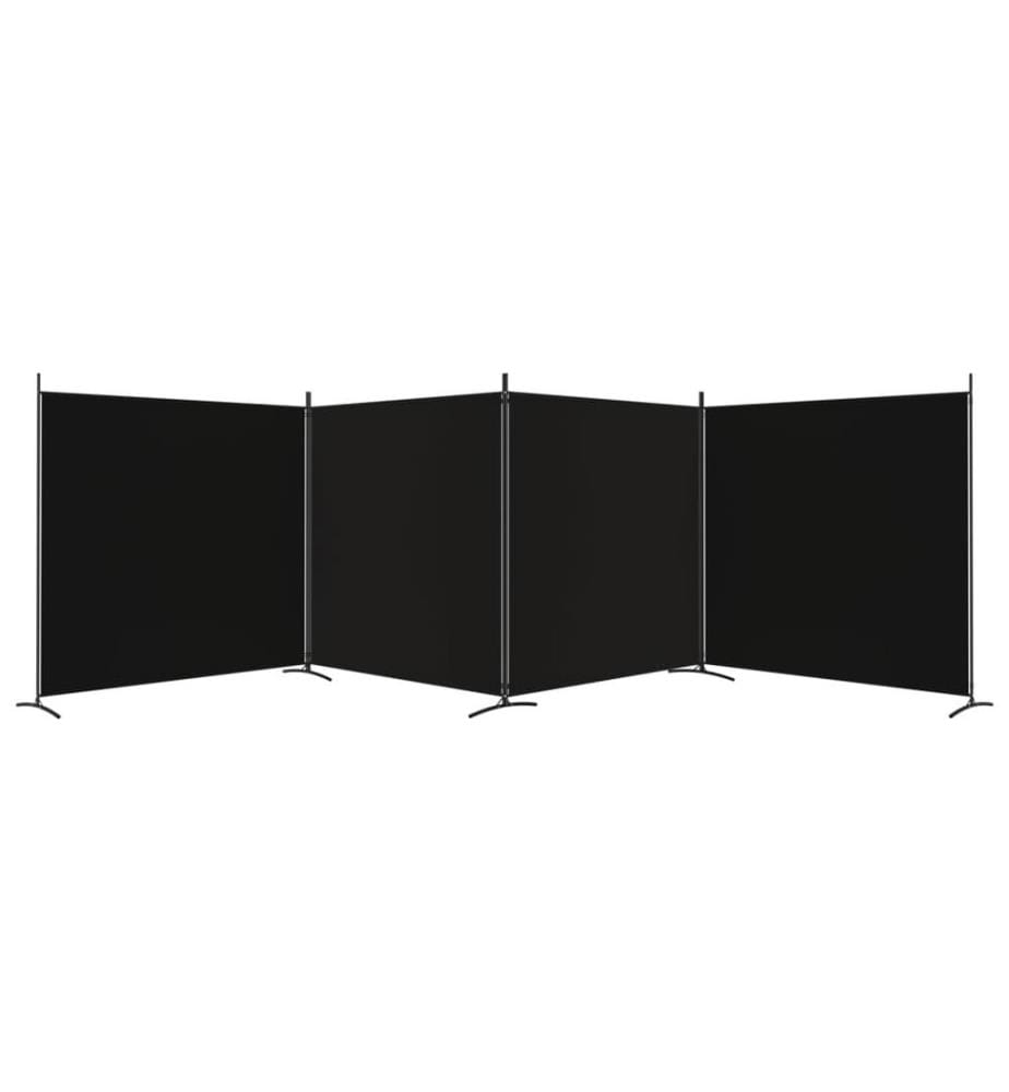 4-tlg. Paravent Schwarz 698x180 cm Stoff