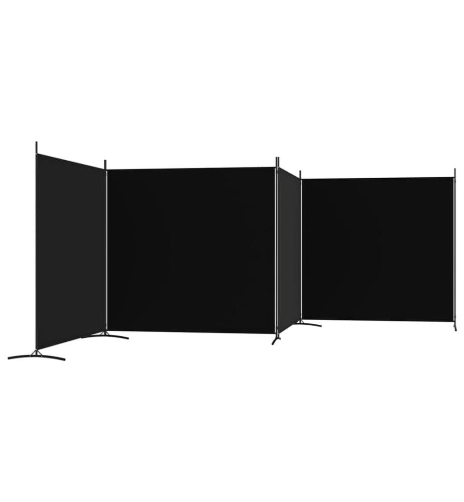 4-tlg. Paravent Schwarz 698x180 cm Stoff