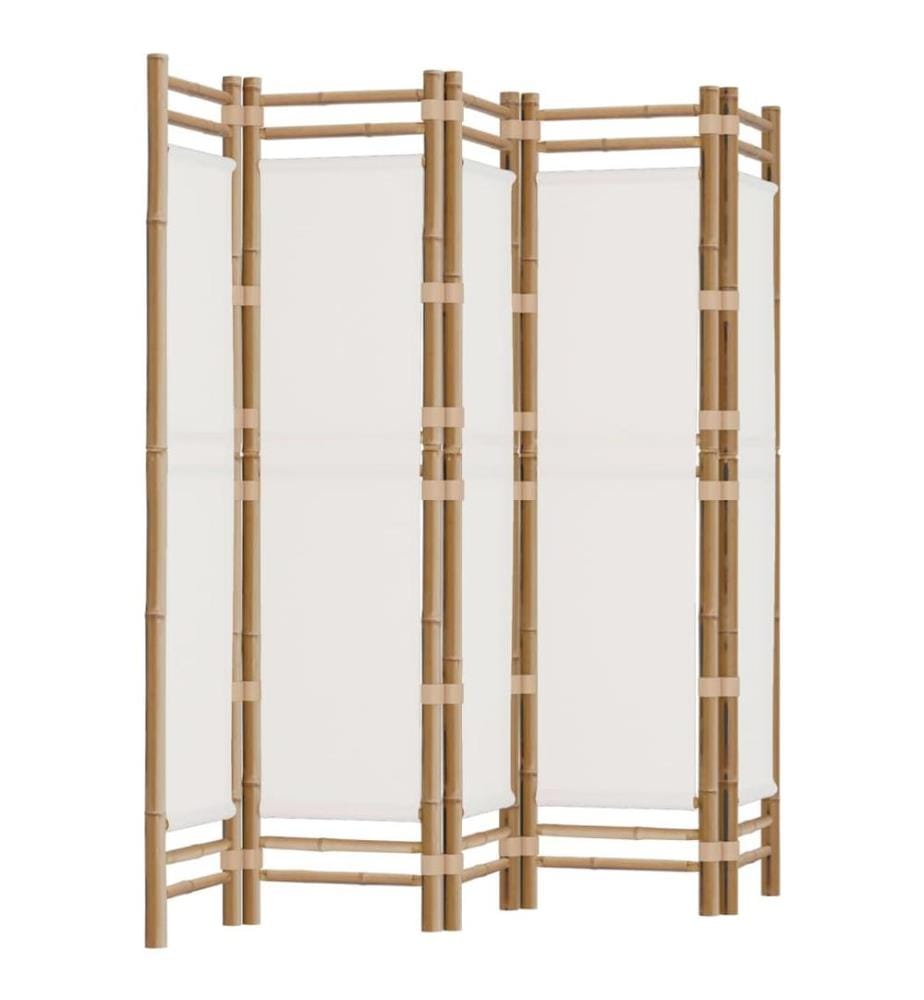 5-tlg. Paravent Faltbar 200 cm Bambus und Canvas