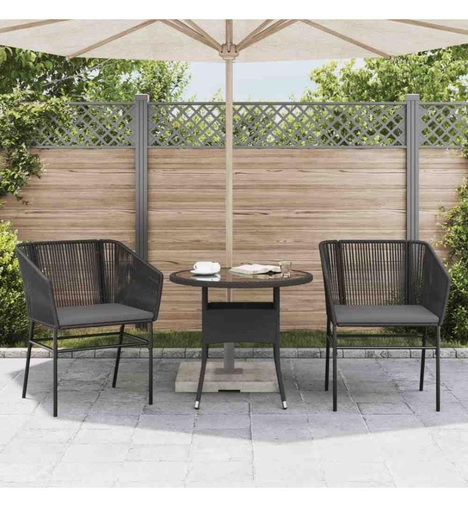 Chaises de jardin lot de 2 avec coussins noir résine tressée
