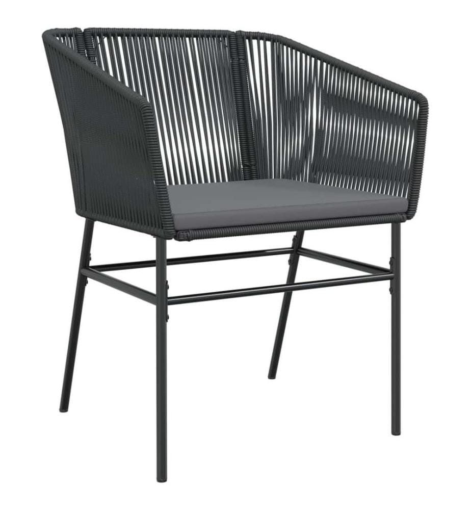 Chaises de jardin lot de 2 avec coussins noir résine tressée