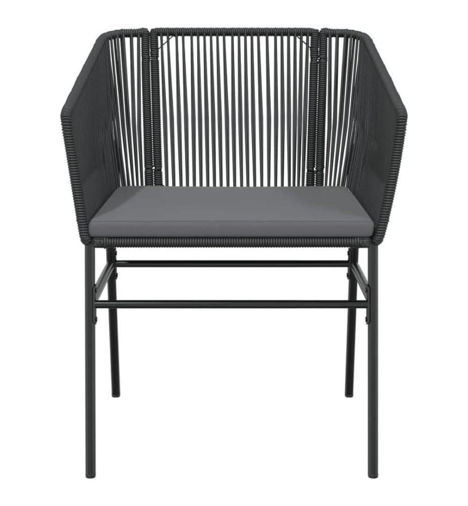Chaises de jardin lot de 2 avec coussins noir résine tressée