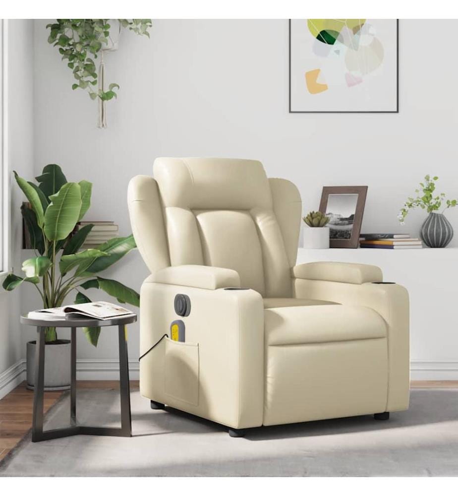 Massagesessel Creme Kunstleder