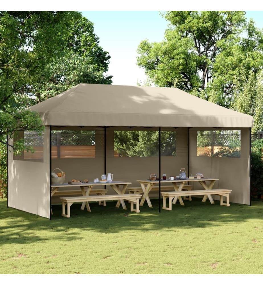 Partyzelt Faltbar Pop-Up mit 3 Seitenteilen Taupe