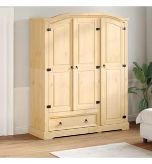 Kleiderschrank Corona 151,5x52x186 cm Massivholz Kiefer