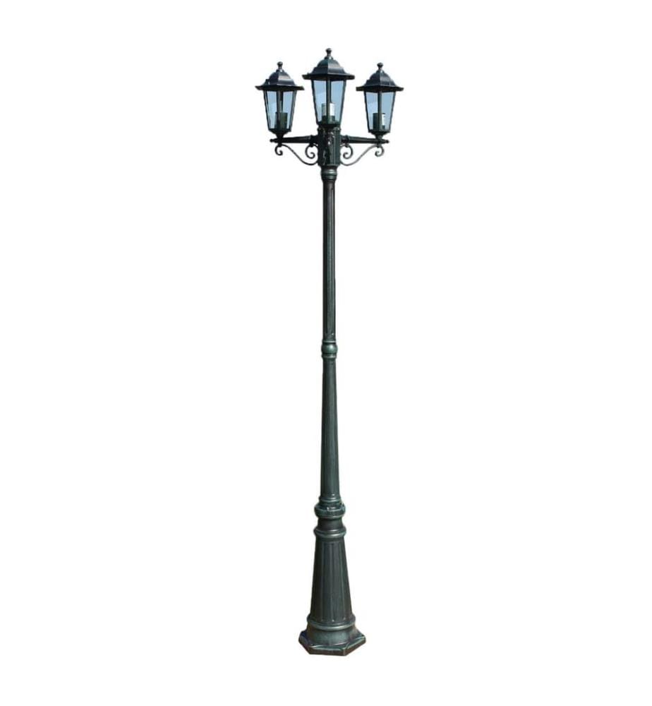 Gartenlaterne 3-flammig 215 cm Dunkelgrün/Schwarz Aluminium