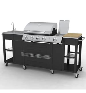 Gasgrill mit 4+1 Flammen Schwarz