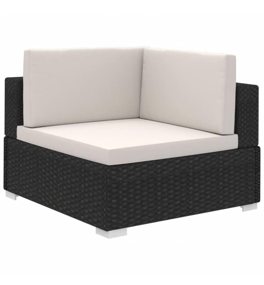 6-tlg. Garten-Lounge-Set mit Auflagen Poly Rattan Schwarz