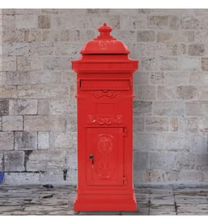 Säulenbriefkasten Aluminium Vintage-Stil Rostfrei Rot