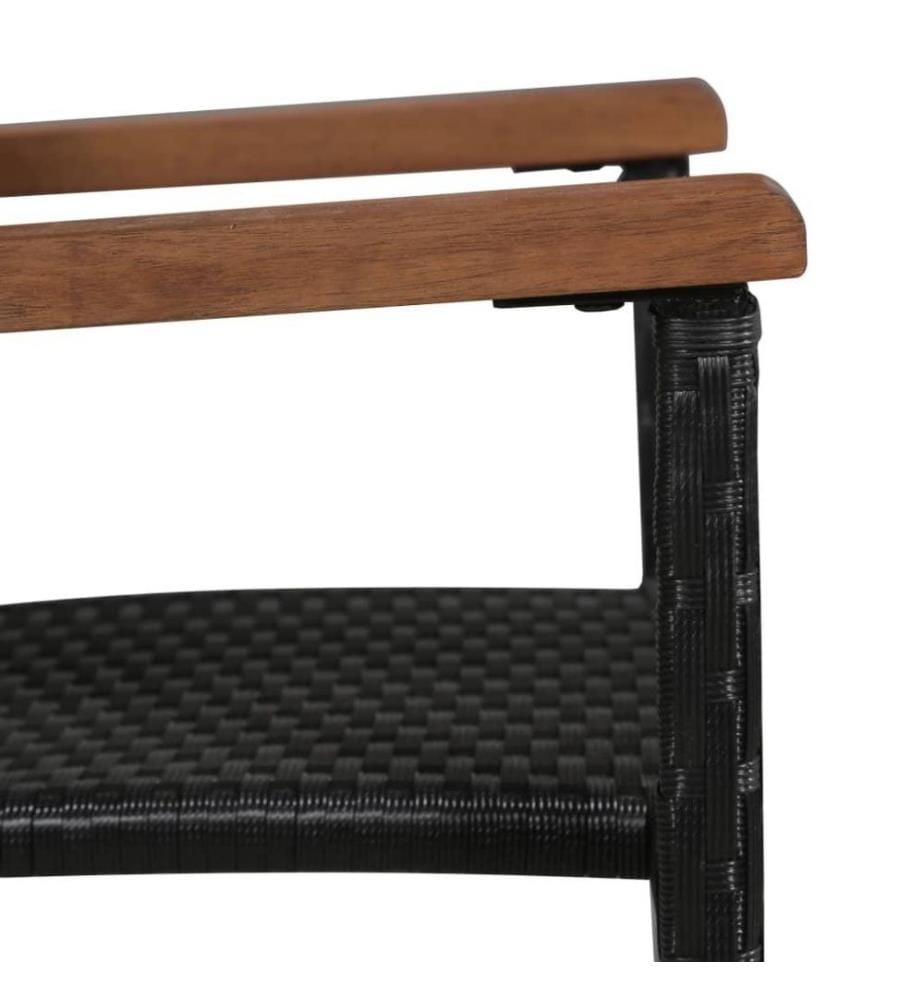 9-tlg. Garten-Essgruppe Poly Rattan Akazie Massivholz Schwarz