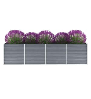 Garten-Hochbeet Verzinkter Stahl 320x80x77 cm Grau