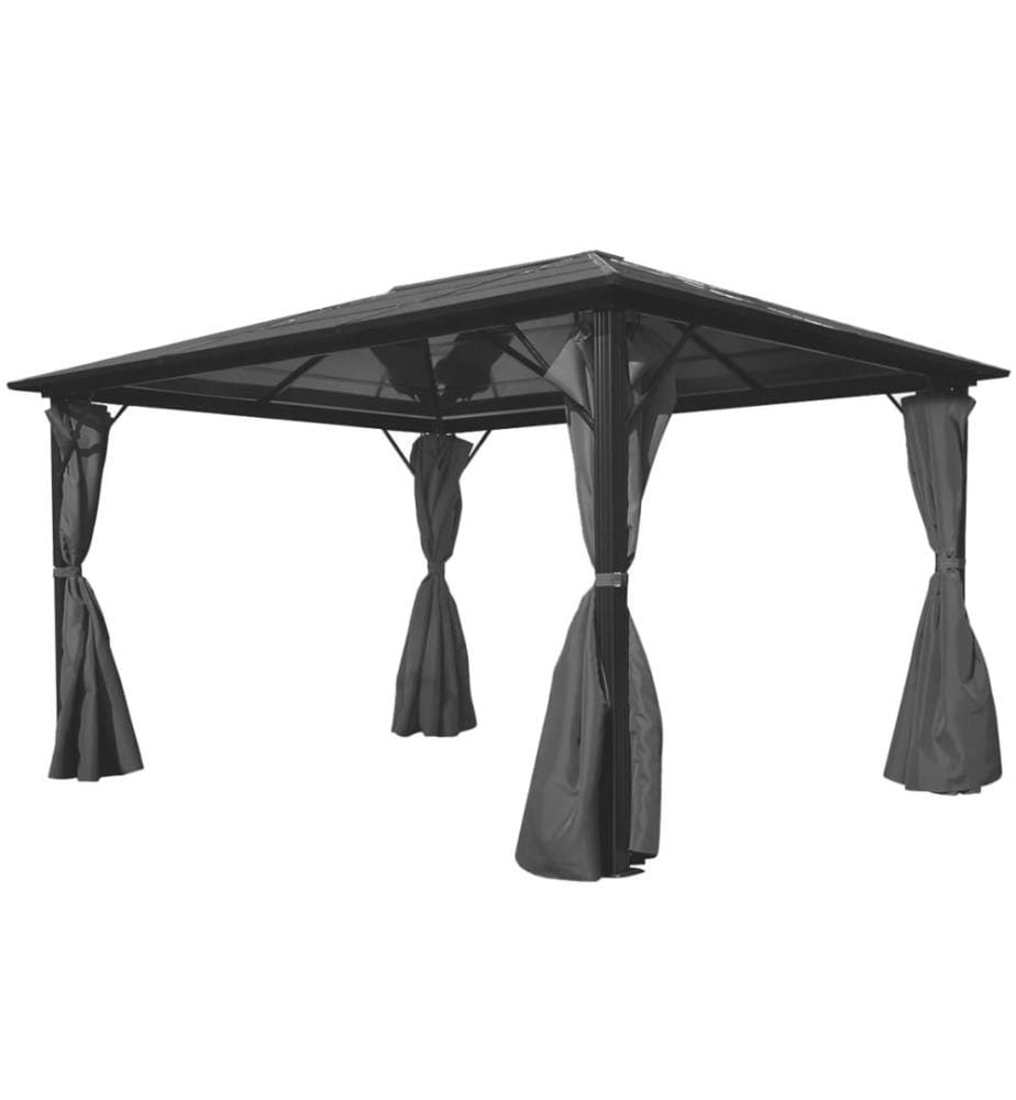 Pavillon mit Vorhängen Anthrazit Aluminium 400 x 300 cm