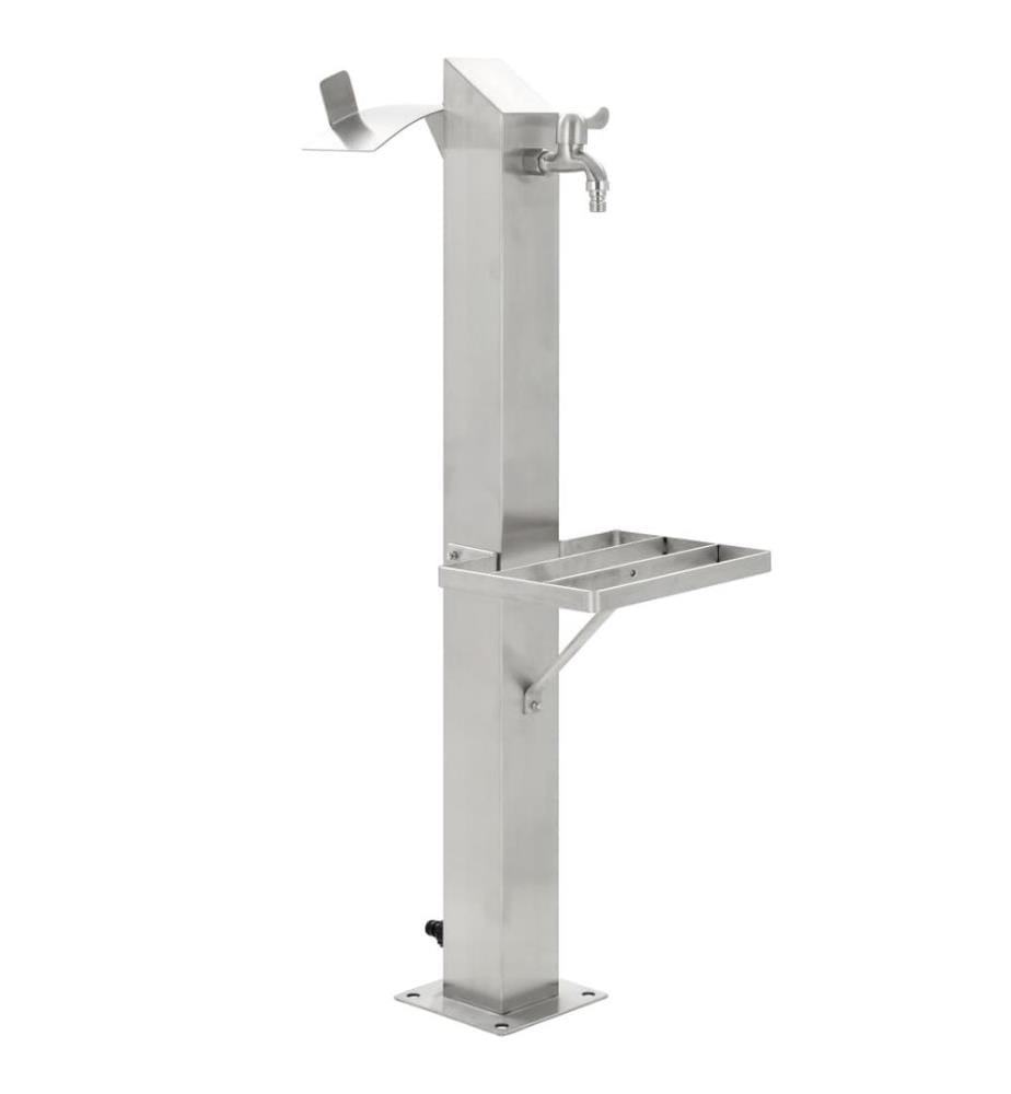 Garten-Wassersäule Edelstahl Quadratisch 95 cm