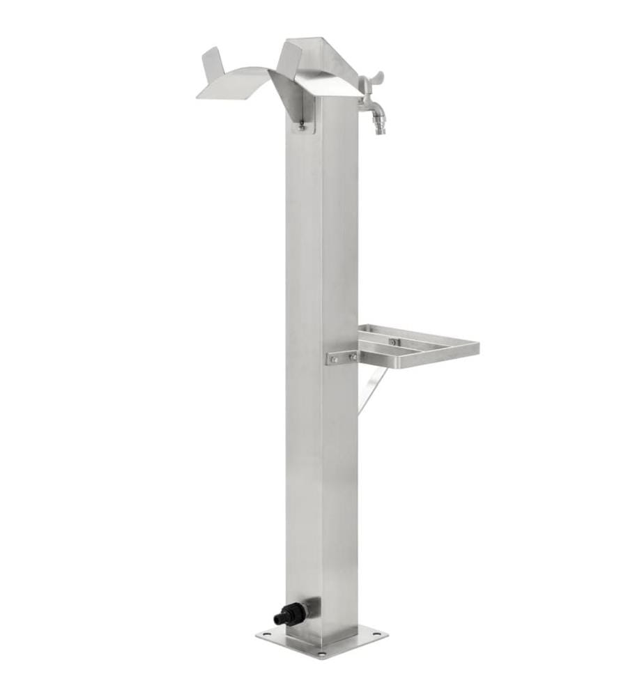 Garten-Wassersäule Edelstahl Quadratisch 95 cm