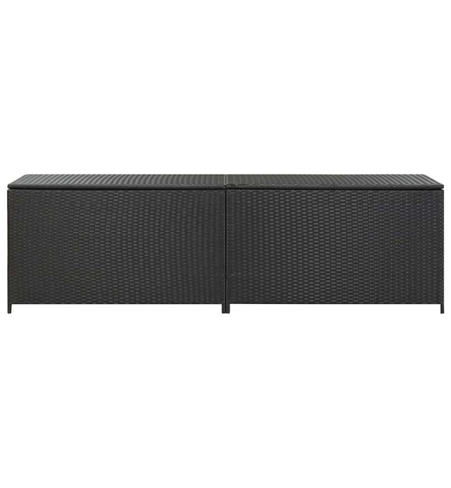 Boîte de rangement de jardin résine tressée 200x50x60 cm noir