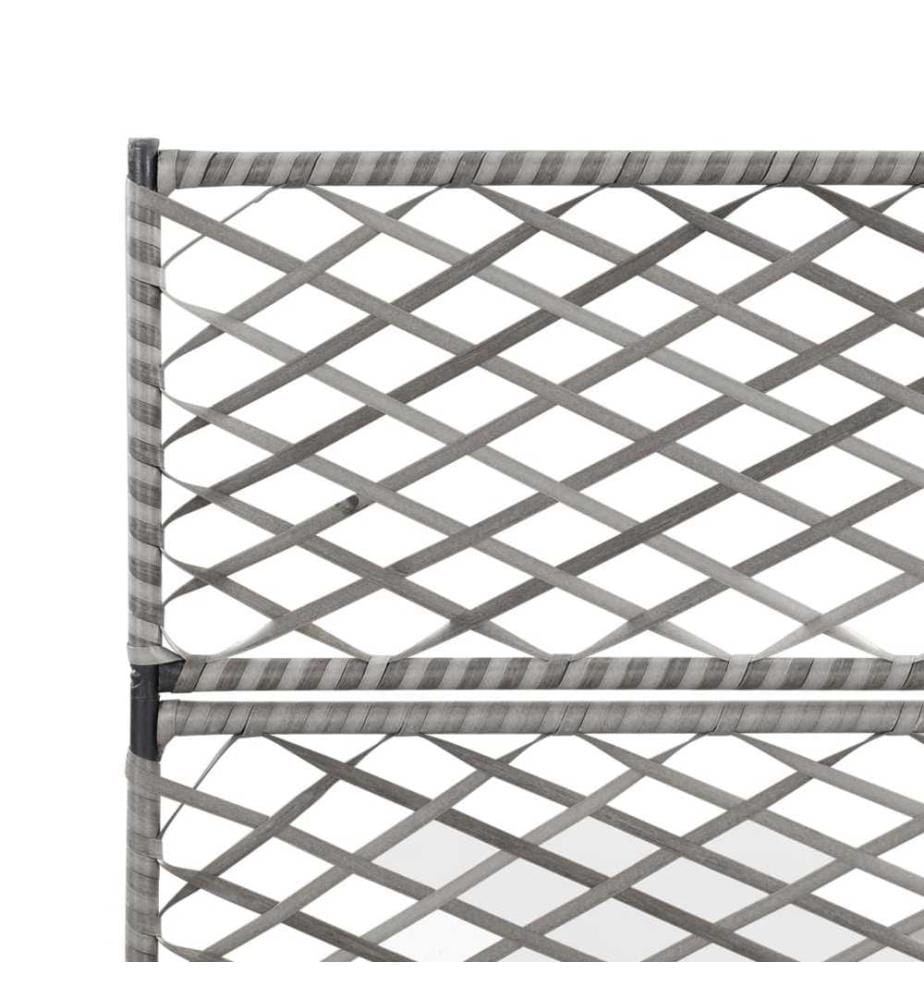 Hochbeet mit Rankgitter 3 Töpfe 83×30×130cm Poly Rattan Grau