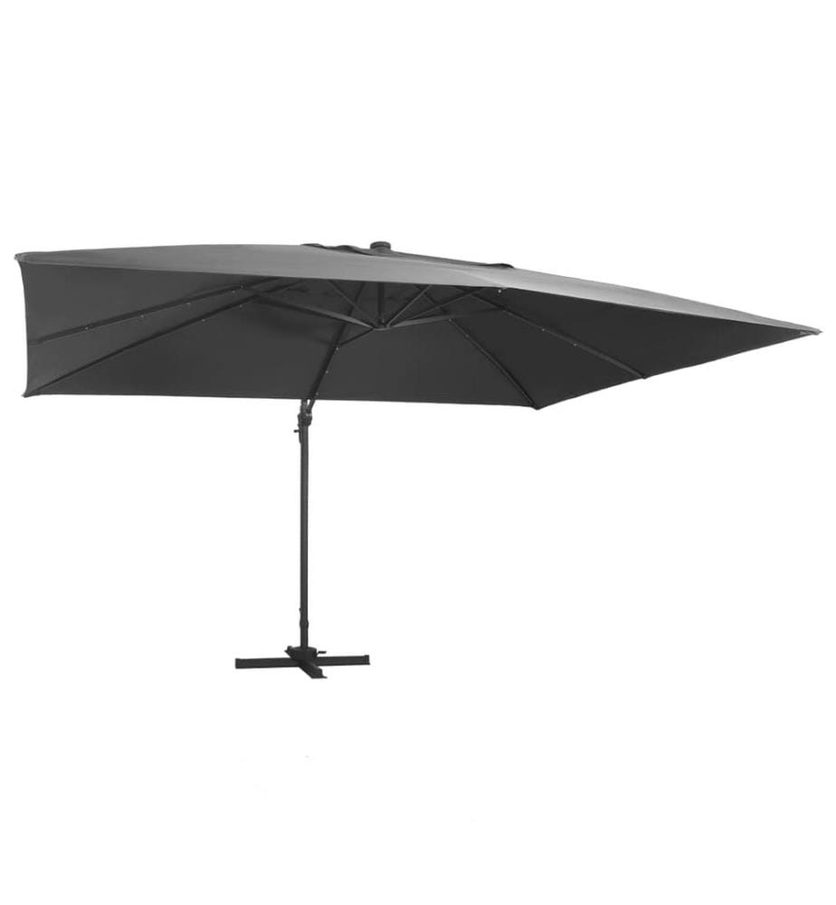 Ampelschirm mit LED-Beleuchtung Alu-Mast 400x300 cm Anthrazit