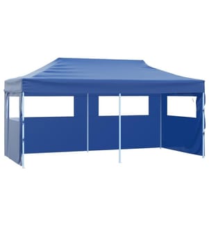 Profi-Partyzelt Faltbar mit 4 Seitenwänden 3×6m Stahl Blau