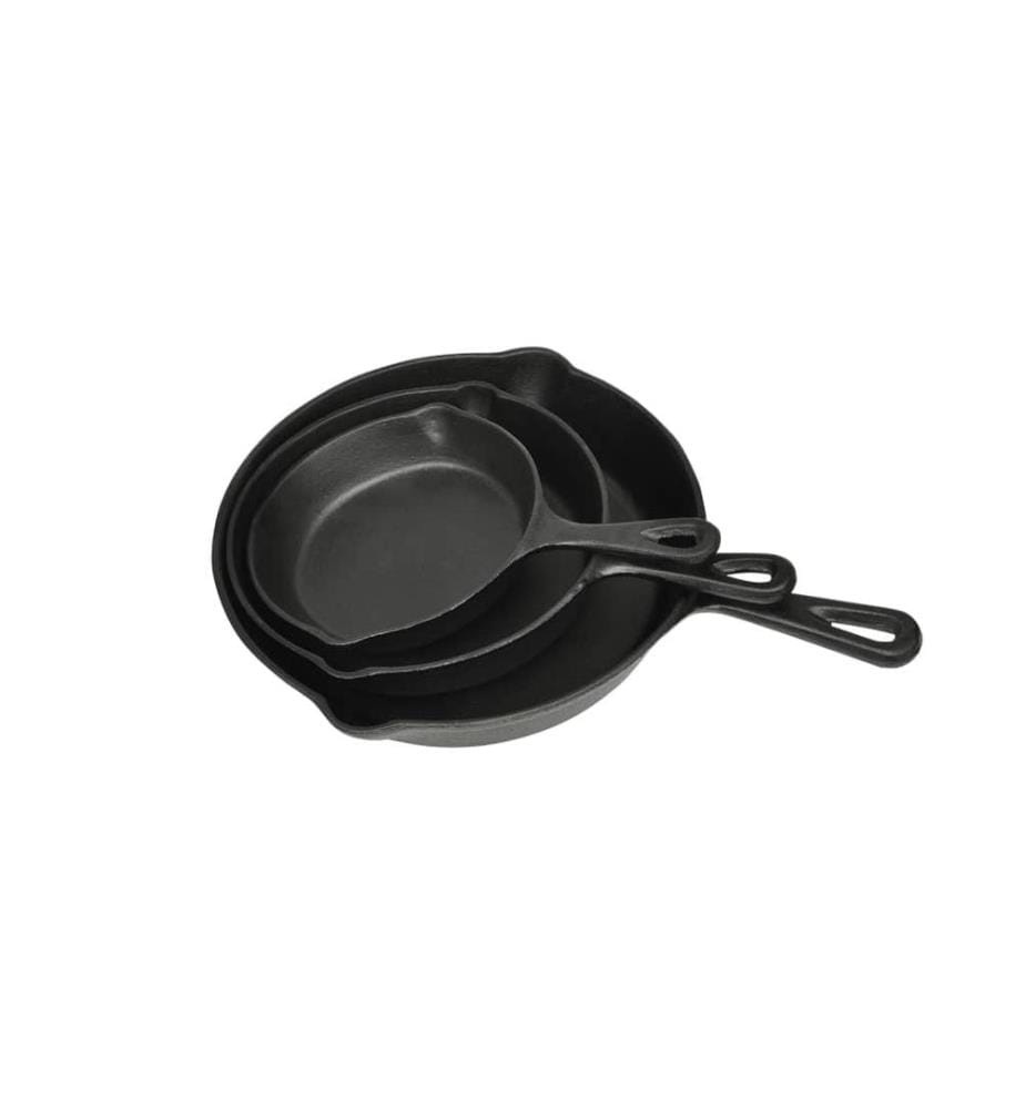 3-tlg. Steakpfannen Set Gusseisen