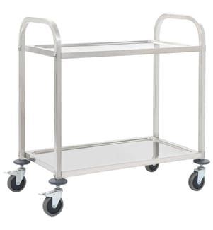 Chariot de cuisine à 2 niveaux 96,5x55x90 cm Acier inoxydable