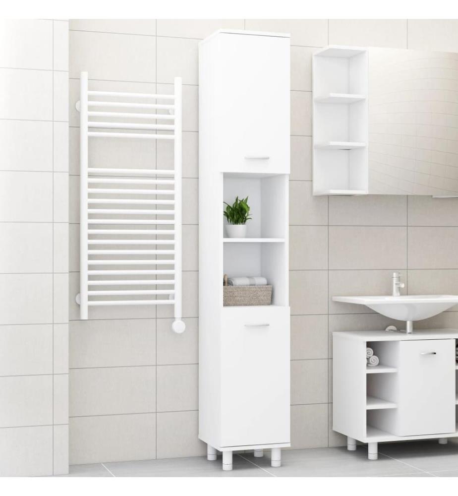Badezimmerschrank Weiss 30x30x179 cm Holzwerkstoff