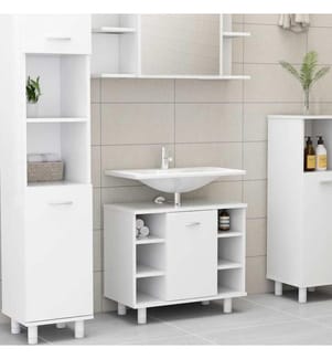 Badezimmerschrank Weiss 60x32x53,5 cm Holzwerkstoff