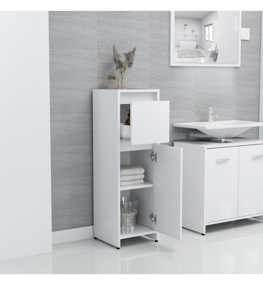 Badezimmerschrank Weiss 30x30x95 cm Holzwerkstoff