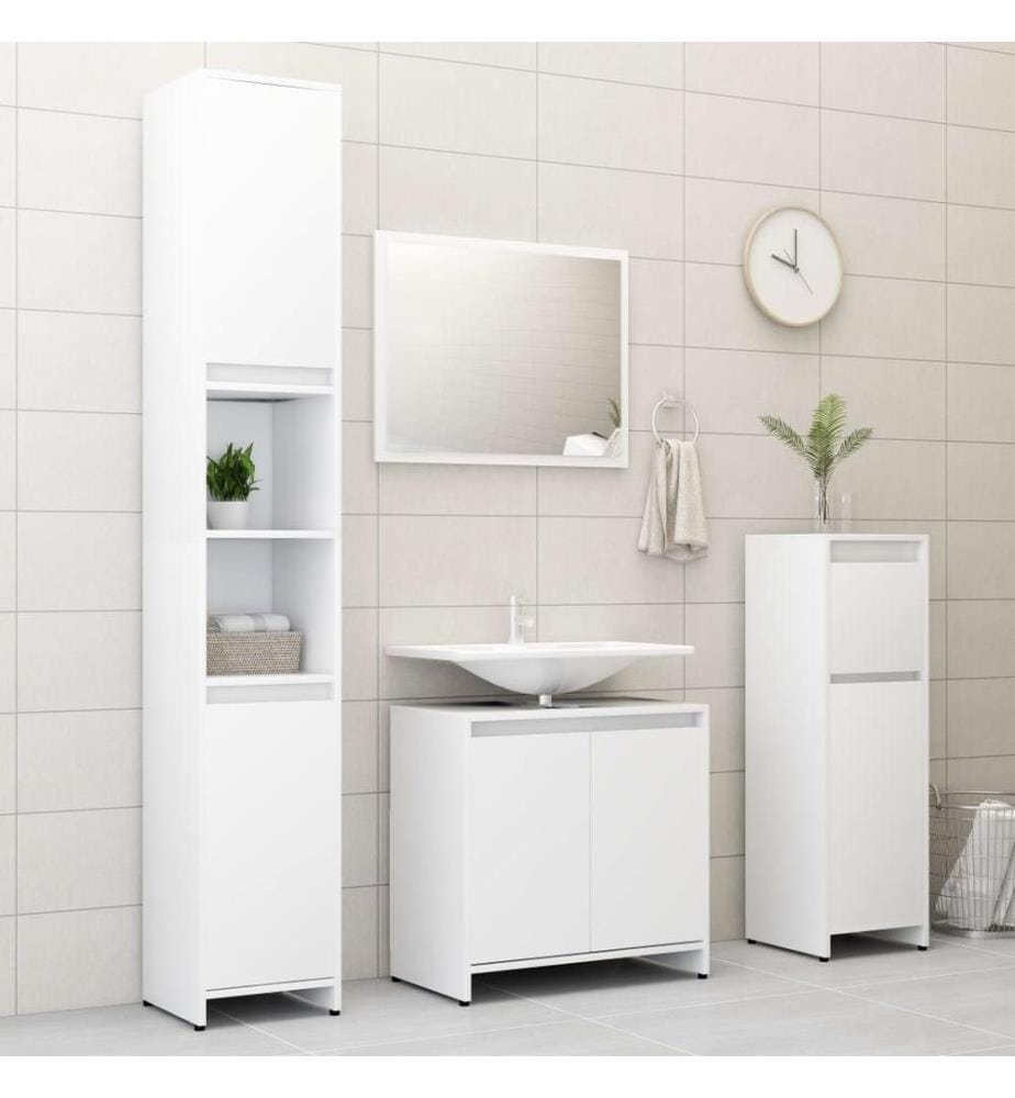 Badezimmerschrank Weiss 30x30x95 cm Holzwerkstoff