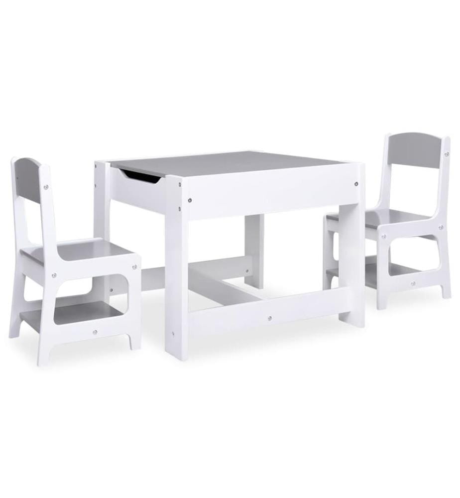 Kindertisch mit 2 Stühlen Weiss MDF