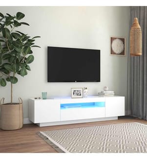 Meuble TV avec lumières LED blanc 160x35x40 cm