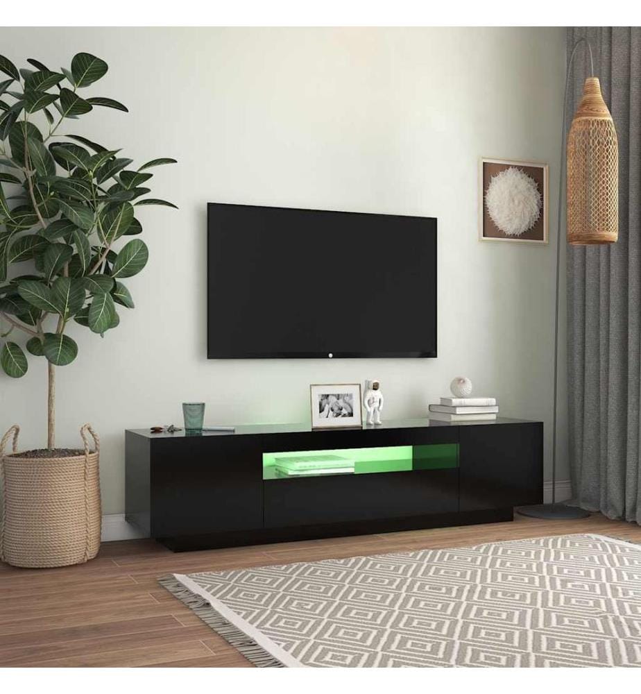 TV-Schrank mit LED-Leuchten Schwarz 160x35x40 cm