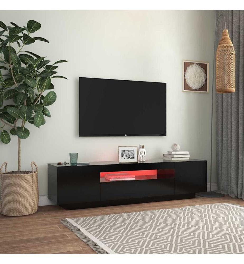 TV-Schrank mit LED-Leuchten Schwarz 160x35x40 cm