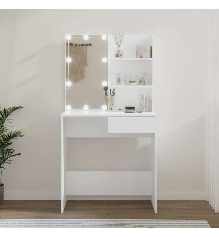 Schminktisch mit LED Weiss 74,5x40x141 cm