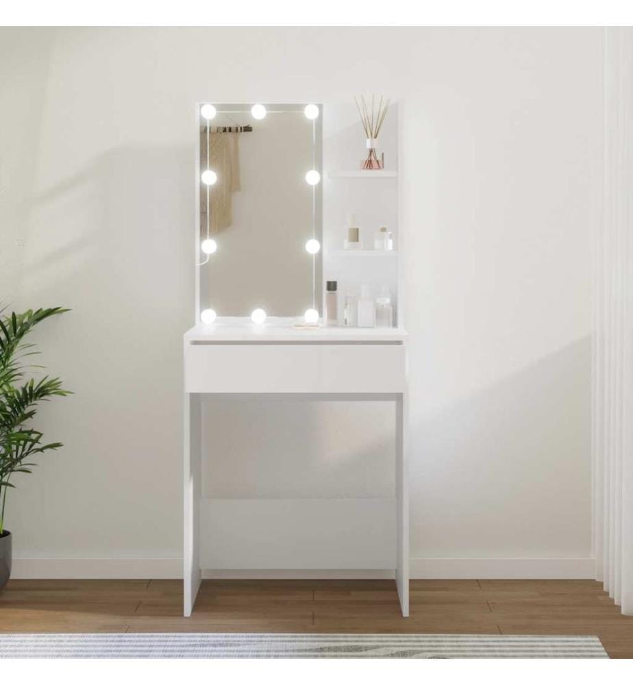 Schminktisch mit LED Weiss 60x40x140 cm