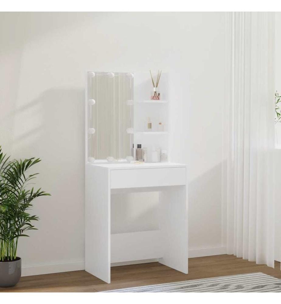 Schminktisch mit LED Weiss 60x40x140 cm