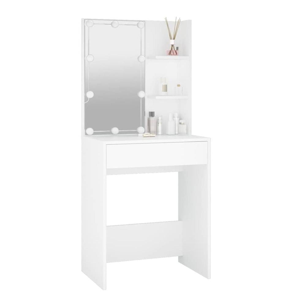 Schminktisch mit LED Weiss 60x40x140 cm