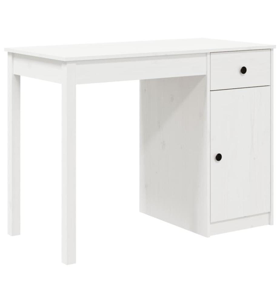 Bureau Blanc 100x50x75 cm Bois massif de pin