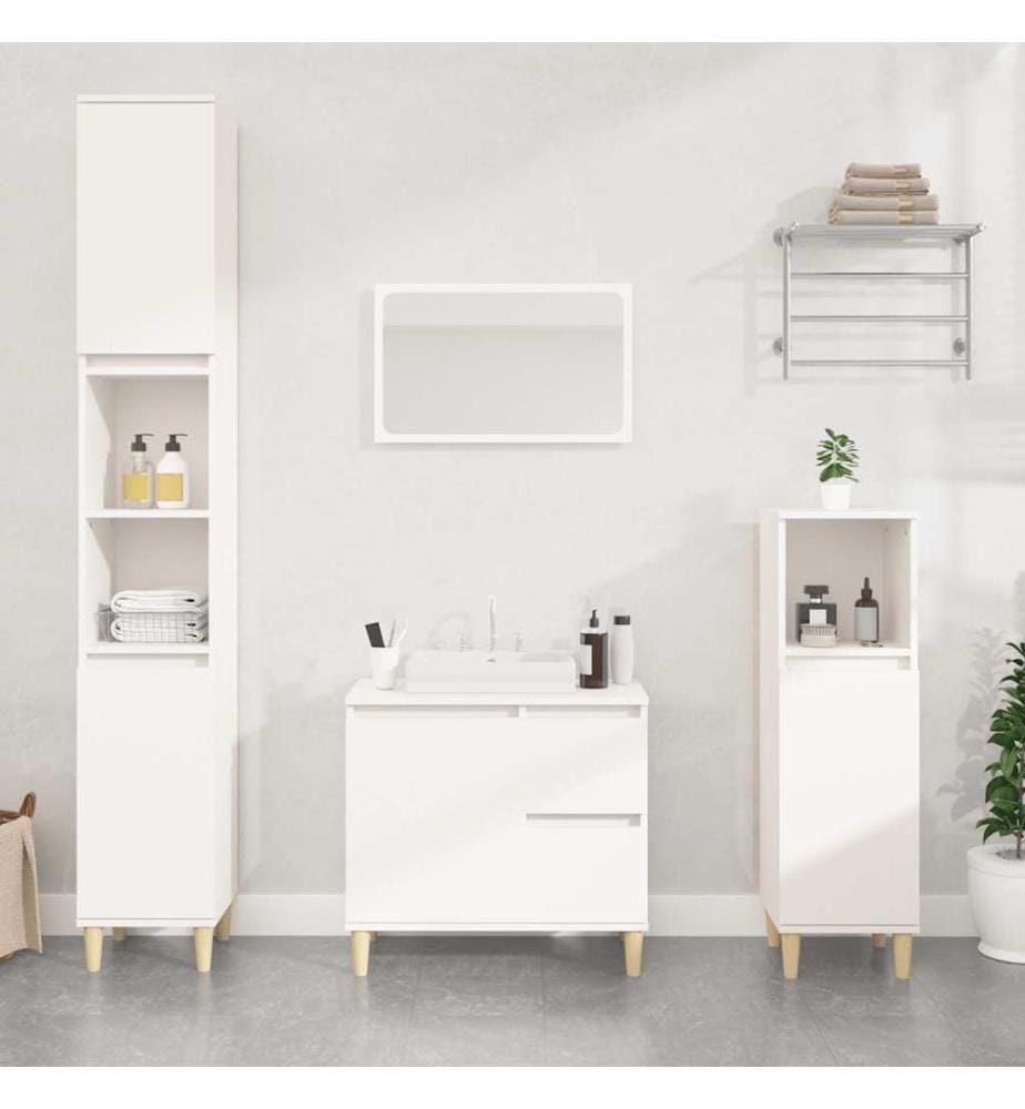 Badschrank Weiss 65x33x60 cm Holzwerkstoff