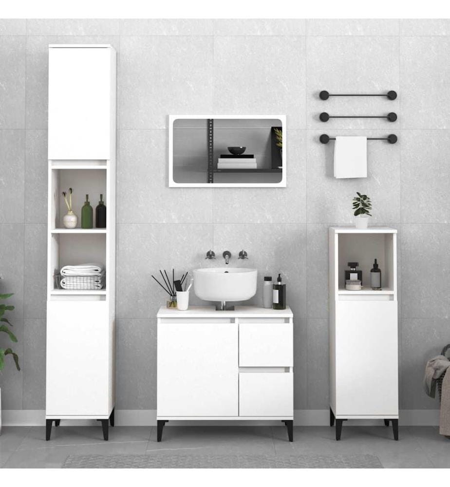 Badschrank Weiss 65x33x60 cm Holzwerkstoff