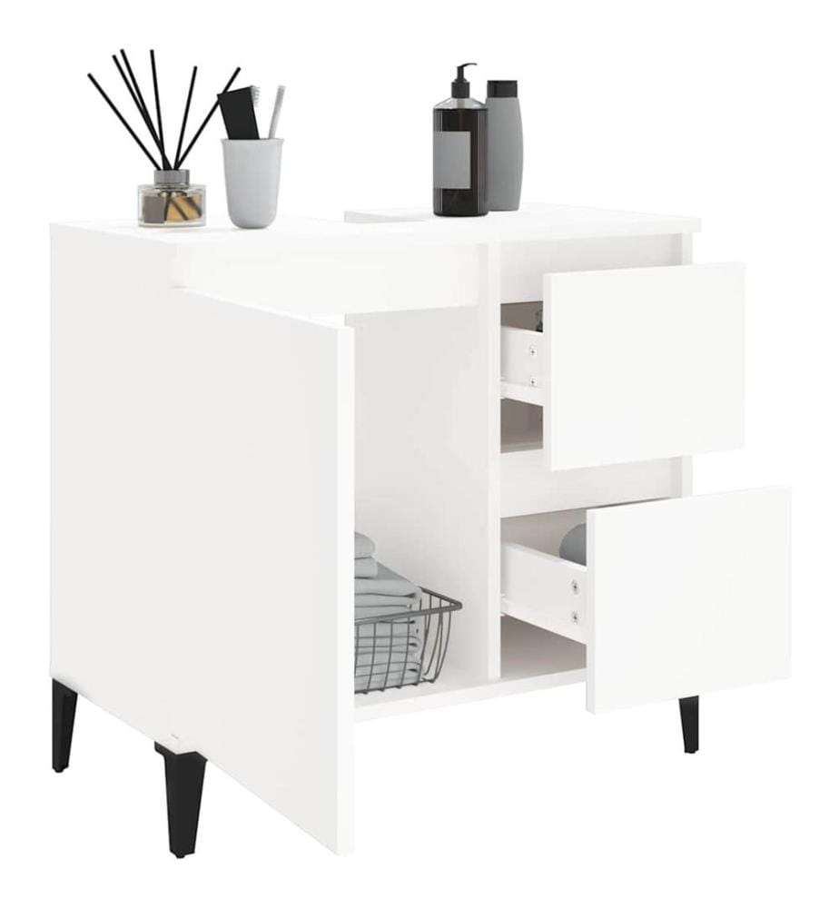 Badschrank Weiss 65x33x60 cm Holzwerkstoff