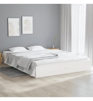 Cadre de lit sans matelas blanc bois massif 180x200 cm