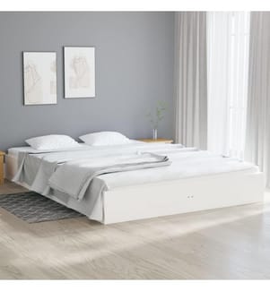 Cadre de lit sans matelas blanc bois massif 140x200 cm
