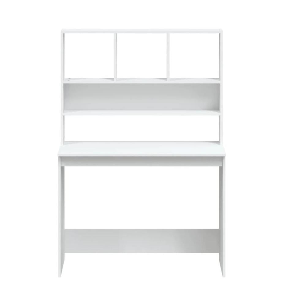 Bureau avec étagères Blanc 102x45x148 cm Bois d'ingénierie