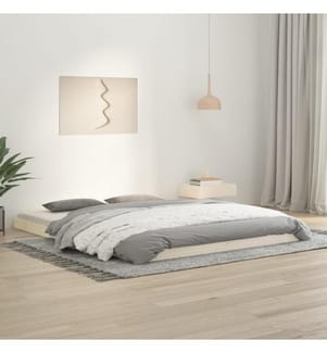 Cadre de lit sans matelas blanc 160x200 cm bois de pin massif