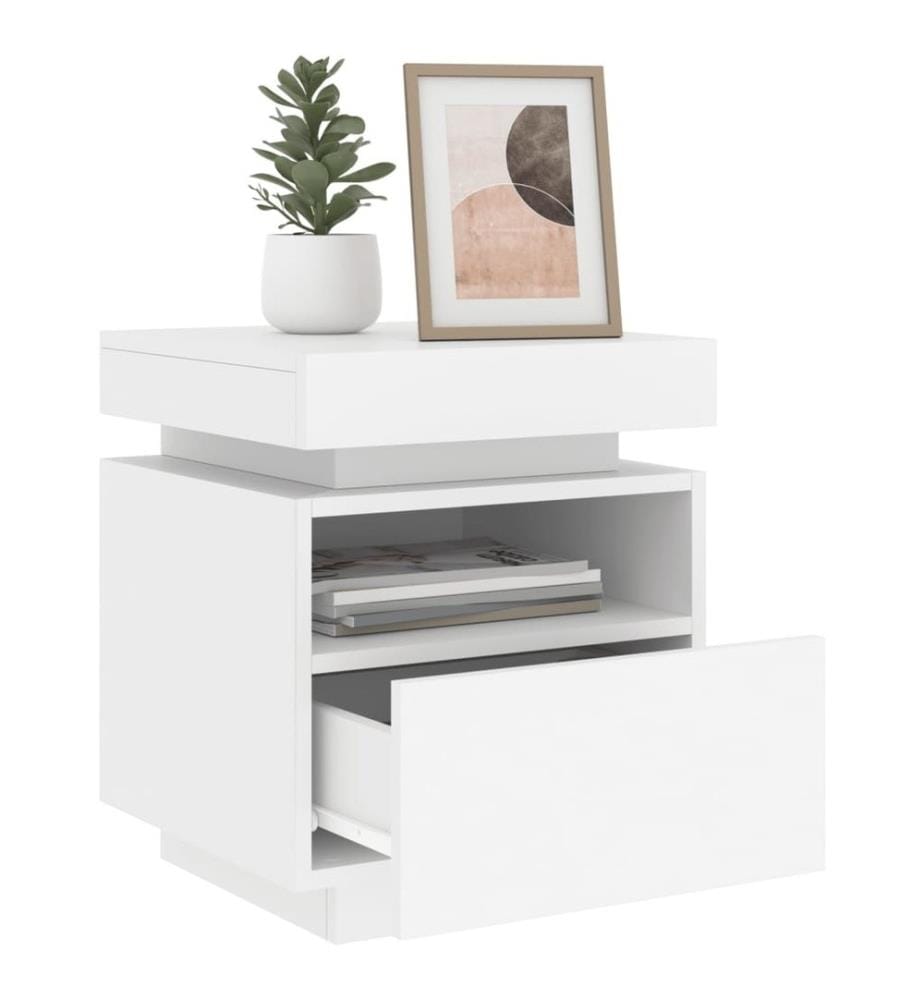 Nachttisch mit LED-Leuchten Weiss 40x39x48,5 cm