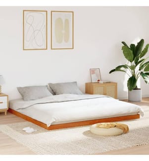 Cadre de lit sans matelas cire marron 180x200cm bois pin massif