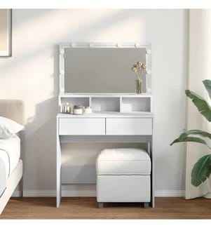 Schminktisch mit LED-Beleuchtung Weiss 80x41x134,5 cm
